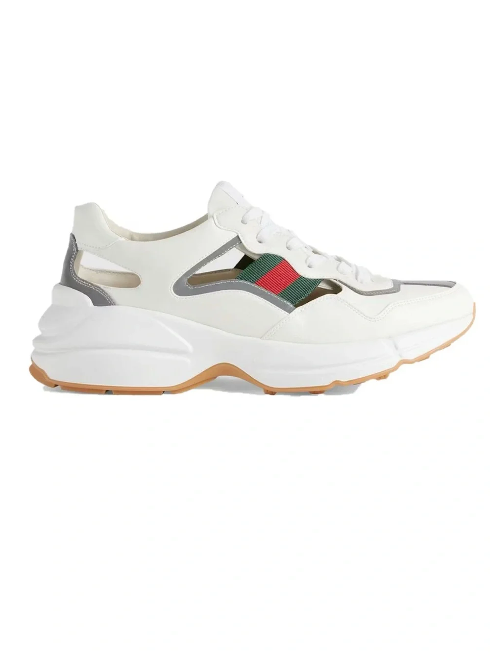 Gucci Rhython Cut Out White Sneakers Men’s GG Size 8